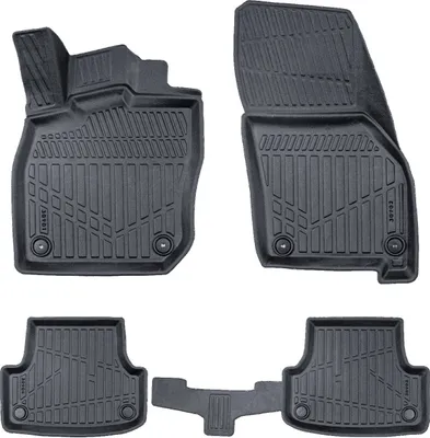 Image de Tapis De Sol en Caoutchouc 3D Compatible avec Seat Leon Depuis 2021, Bord Haut, Inodore, Noir, Antidérapant, Toutes Saisons
