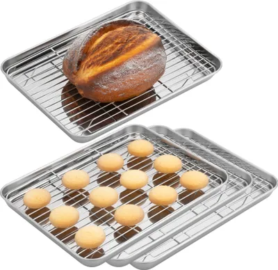 Produktbild von Navaris Edelstahl Backblech Set - Backblech mit Deckel - Auflaufform Edelstahl - Ofenform mit Rost - Backblech Edelstahl  - Auflaufformen - Leichte