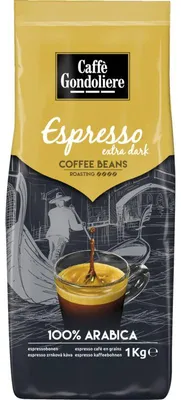 Image de Caffe Gondolier Espresso Extra Dark café en grains 1000g – intense et corsé