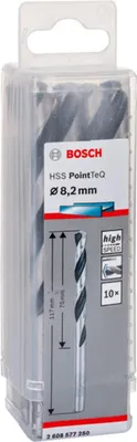 Zdjęcie produktu dla Bosch 2 608 577 250, Wiertarka, Wiertło spiralne, 8,2 mm, 117 mm, Żeliwo, Stal, 7,5 cm