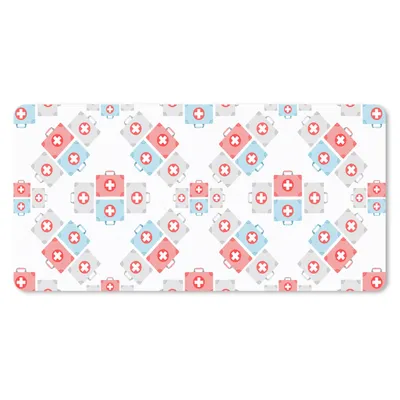Produktbild von MuchoWow® Schreibtischunterlage Erste-Hilfe-Kasten - Abstrakt - Muster 80x40 cm - XXL Mauspad - Gaming Mauspad