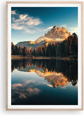 Produktbild von Gerahmtes Poster - Rahmen in heller Eiche - Spiegelung See Landschaft - 70x100 cm - Wand Bild - Wanddeko - Wandbilder - Kunstposter - Wandposter - Bilderrahmen - Bilder - Kunstdruck - P2NPA70x100-4589
