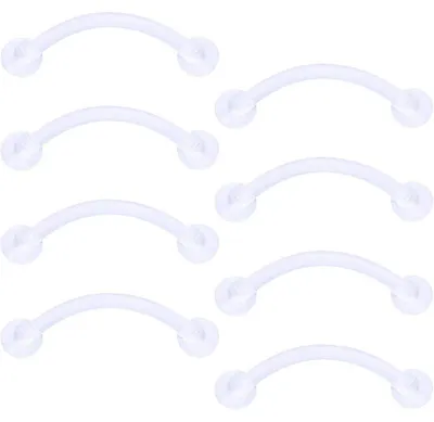 Produktbild von 8er Set Kunststoff Curved Barbell Piercing 1,2mm für Lippe, Augenbrauen, Helix, Rook, 6-12mm Länge, Bioflex, für empfindliche Haut