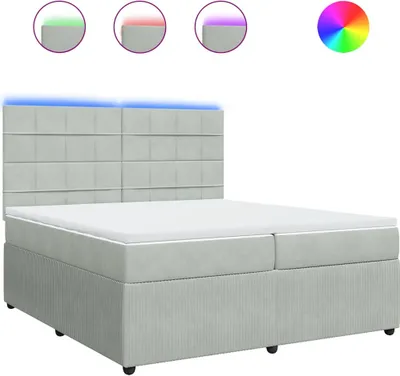Imagen del producto de Cama con somier y colchón de la marca vidaXL, color gris claro, dimensiones 200x200 cm, tapizada en terciopelo