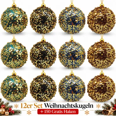 Produktbild von Weihnachtskugeln 12er Set Plastik Christbaumkugeln Christbaumschmuck Kugeln K567