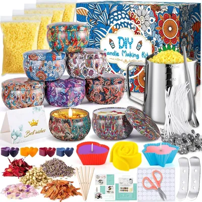 Productafbeelding van Kaarsenset 480 g, 8 blikjes, sojawas, voor cadeau