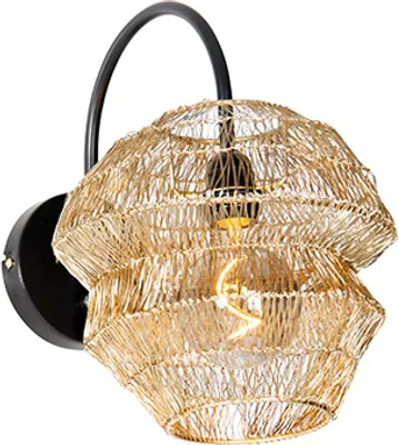 Produktbild von QAZQA - Orientalisch Orientalische Wandleuchte Schwarz mit Gold I Messing - Vadi I Wohnzimmer I Schlafzimmer - Stahl Rund - LED geeignet E27