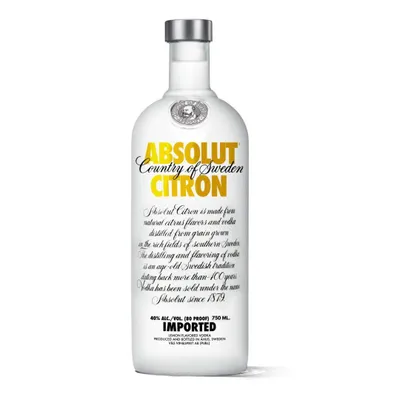 Produktbild von Absolut Citron Vodka 0,75L - 1988 Edition mit Thin Cap und Box – Zitronenaromatisierter Wodka – Historische Sammlerflasche mit Kultstatus