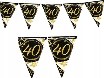 Produktbild von Banner Fahne Papiergirlande 40. GEBURTSTAG Schwarz Gold Party 300cm
