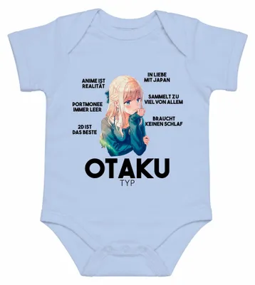 Imagen del producto de OTAKU TYP: El anime es la realidad. Cartera siempre vacía. Japón. Y2K. Body para bebé, color azul claro, talla 3/6
