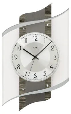 Produktbild von AMS. Wanduhr 5519, moderne Funkuhr, Holzgehäuse, Mineralglas, Metallzifferblatt