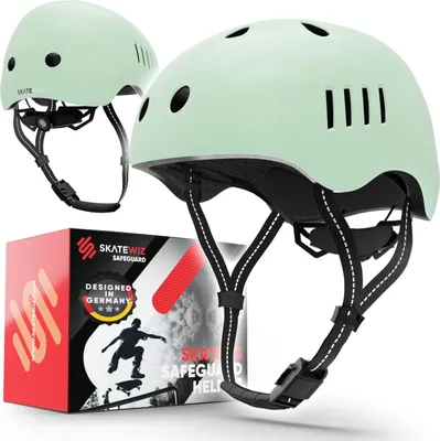 Produktbild von SKATEWIZ Fahrradhelm Skaterhelm für Kinder und Jugendliche - Extrem leicht - FIDLOCK Magnetschnalle - Größe-S - 49-53cm;Hellgrün