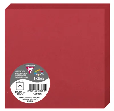 Immagine prodotto di Clairefontaine 2825C biglietti doppi Pollen 135x135mm ciliegia confezione da 25