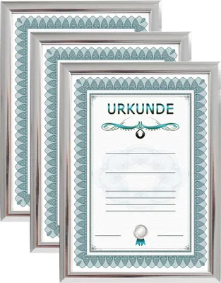 Produktbild von 2er 3er 5er 10er Pack Dokument Bilderrahmen 21x29,7 DIN A4 Urkunde Foto Rahmen - Farbe: 3er Pack Silber
