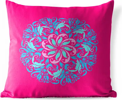 Produktbild von MuchoWow® Outdoor Kissen - Mandala mit Blumen - 60x60 cm - Wetterfest - Lounge Kissen - Dekoration - Schlaf Kissen