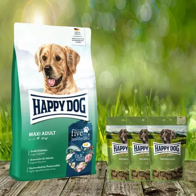 Produktbild von Happy Dog Fit & Vital Maxi Adult 14 kg + 3 x 100 g Happy Dog Soft Snack Neuseeland