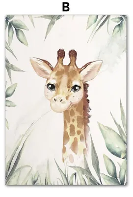 Produktbild von Poster Kinderzimmer Dschungel Tiere · Kinder Name Personalisiert · Kinderzimmer Bilder · Wand Deko · Kunst Druck · Deko Print · ohne Rahmen · Motiv B · 40×50 cm