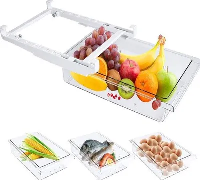 Image de Rangement transparent pour réfrigérateur avec poignée, pour fruits et légumes