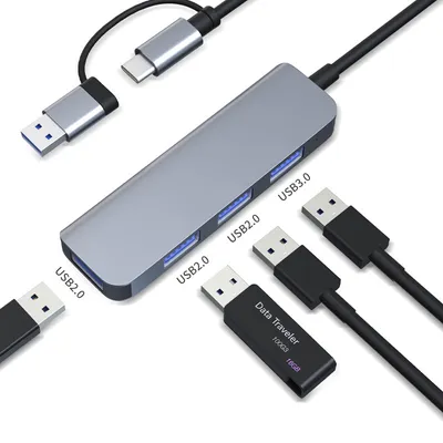 Obrázek produktu pro INF Duální rozbočovač USB-C a USB-A s 1 portem USB 3.0 a 3 porty USB 2.0