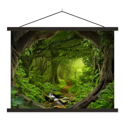 Produktbild von MuchoWow® Textilposter Dschungel - Grün - Natur - Tropisch - Pflanzen 60x45 cm mit schwarzem Rahmen - Poster Schlafzimmer