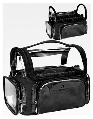 Produktbild von Make-up Pinsel Tasche, tragbarer großer Make-up Pinselhalter, professionelle Kosmetiktasche, transparente wasserdichte Kosmetik Organizer Tasche mit Schultergurt