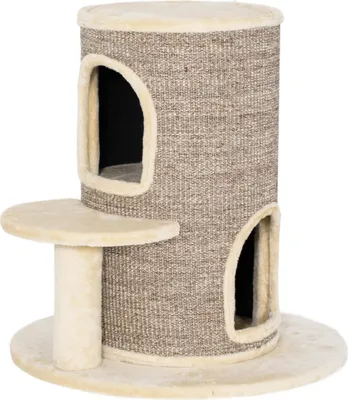 Produktbild von Katzenfass Kratzbaum, 2 Ebenen, Sprungplattform & Aussichtspunkt, Kratzmatte, Beige, zum Spielen & Ausruhen