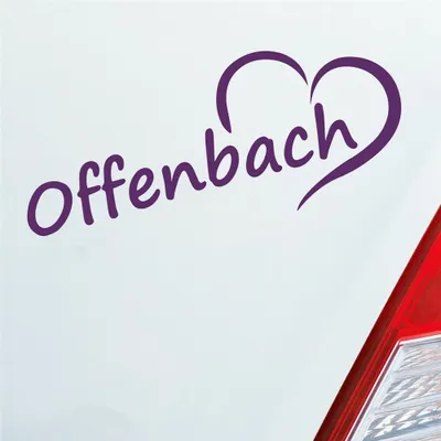 Produktbild von Auto Aufkleber Offenbach Herz Stadt City Liebe Love Heart 19x8 cm Lila Sticker Heckscheibenaufkleber