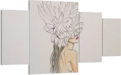 Produktbild von Bild auf Leinwand - Leinwandbild - 4 Teile - Mode Frau Zeichnung - 160x90cm - Wand Bild - Wanddeko - Wandbilder - Leinwanddruck - Bilder - Wanddekoration - Leinwand bilder - Wandbild - DL160x90-4873