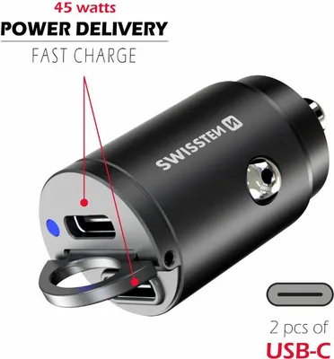 Image de Swissten 20111900 chargeur pour appareil mobile universel noir allume-cigare charge rapide auto