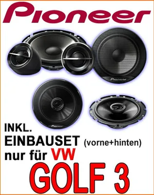 Produktbild von Pioneer Lautsprecher für vorne & hinten - Einbauset passend für VW Golf 3 - justSOUND