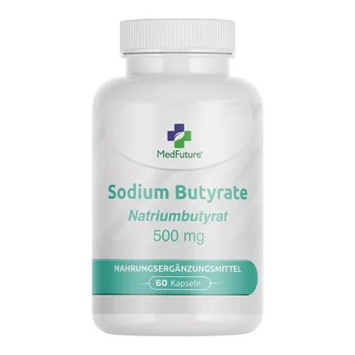 Produktbild von Sodium Butyrate 500 mg – 60 Kapseln – Hochdosiertes Buttersäure-Natriumsalz für Darm & Verdauung – Ohne Zusätze & Füllstoffe