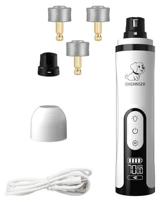 Obrázok produktu pre Elektrická brúska na pazúriky domácich zvierat, dobíjateľná cez USB, tichá prevádzka, s 3 nástavcami