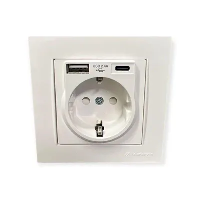 Produktbild von Mutlusan 22206290201 Rita Steckdose + 2x USB Ladebuchsen USB-A / USB-C