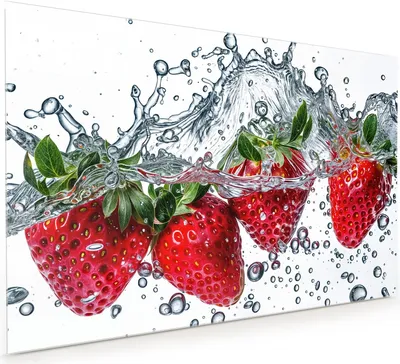 Produktbild von Küchenrückwand Spritzschutz Glas mit Motiv Erdbeeren im Wasser 40 x 40 cm