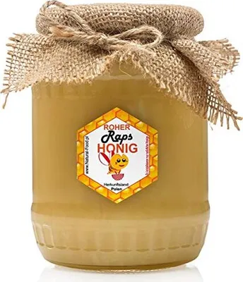 Produktbild von Natural Food - Roher Honig - Natürlich. Unbehandelt, Ungefiltert, Nicht geschleudert - aus Europa, ohne Zusätz- Raps Honig -1 x 1,1kg