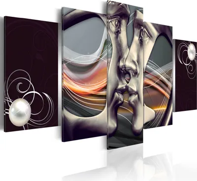 Produktbild von Modernes Wandbild h-A-0035-b-n (150x75) - 5 Teilig Bilder Fotografie auf Vlies Leinwand Foto Bild Dekoration Wand Bilder Kunstdruck ABSTRAKT GESTALT FIGUR PAAR KUSS LIEBE