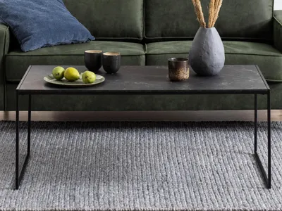 Image de Couchtisch >Inverness< in Schwarz matt aus MDF Metall - 120x48x60cm (BxHxT)
