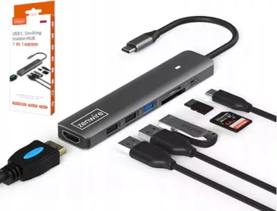 Image de Adaptateur - Hub USB-C 7 en 1 - HDMI 4K - USB 3.0 - SD - PD - pour MacBook - pour Windows