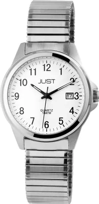 Produktbild von Just Edelstahl Herrenarmbanduhr mit Zugarmband, 3-Zeiger, Datumsanzeige