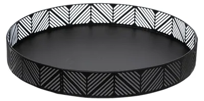 Immagine prodotto di Vassoio rotondo - Metallo - Nero - Ø 30 cm - Piatto da portata per pane e frutta