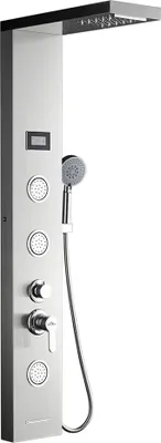 Produktbild von Duschpaneel Regendusche, Edelstahl Dusche Armaturen LED 3 x Massagedüsen Duschsystem Duschsäule Duscharmatur Wasserfall mit Temperatur Display Duschsystem aus Gebürstet