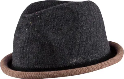 Produktbild von Chillouts leichter Stoff Pork Pie  Boston Hat in Strick-Optik, grau, Gr. L