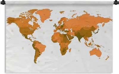Produktbild von MuchoWow® Wandteppich Wandbehang Weltkarte - Orange - Einfach 120x80 cm Tapisserie Dekoration Wandtuch - Wanddekorationen - Wandtücher