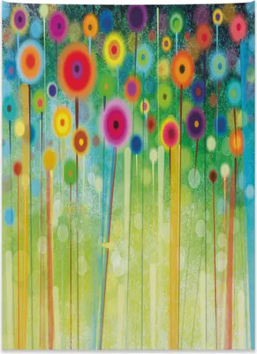Produktbild von Abakuhaus Blumen Wandteppich, Abstrakte Kunst Löwenzahn aus Weiches Mikrofaser Stoff Kein Verblassen Klare Farben Waschbar, 110 x 150 cm, Mehrfarbig