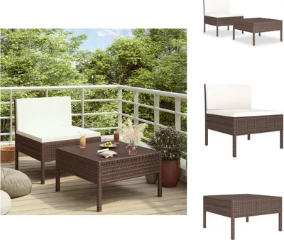 Produktbild von vidaXL 2-tlg. Garten-Lounge-Set mit Auflagen Poly Rattan Braun -  Gartenmöbel-Sets