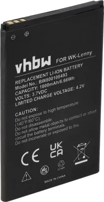 Produktbild von vhbw Akku kompatibel mit Wiko Sunny 2 Plus, Lenny, B0386126, Lenny 2, Lenny 3, Sunny 3, Jerry Handy Smartphone Telefon (1800 mAh, 3,7 V, Li-Ion)