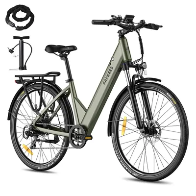 Produktbild von City E-Bike Rostfreie Aluminiumlegierung 36 V 15 Ah 540 Wh bis zu 90 - 110 km Elektrofahrrad 27,5 Zoll Wasserdicht IP54 mit 7 Gang, Grün