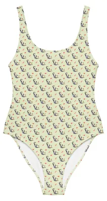 Produktbild von Mr. & Mrs. Panda Swimsuit Pinguin Lachen Größe L - Stem Green - Geschenk, Lol, Haha, Strandmode, Bademode, Schwimmanzug, Damen-Einteiler, Badeanzug, Optimismus, Pinguine