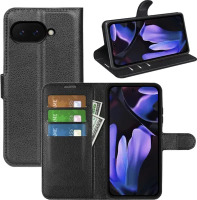 Image de Pour Google Pixel 9a Smart Handy Etui noir Etuis en similicuir Cover Case Book