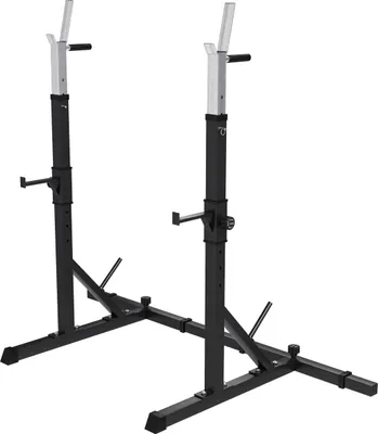 Produktbild von GORILLA SPORTS® Langhantelablage - 79 x 150-190 x 133 cm, Verstellbar, mit Dip-Griffen, bis 250 kg belastbar, Schwarz - Squat Rack, Kniebeugenständer, Langhantelständer, Hantelständer, Hantelablage
